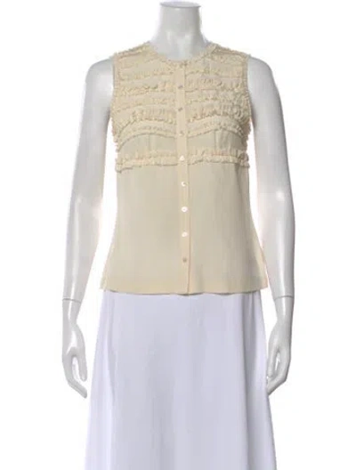 Pre-owned Tory Burch Silk Crew Neck Top In Neutral