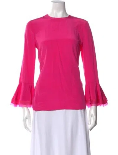 Pre-owned Tory Burch Silk Crew Neck Top In Pink