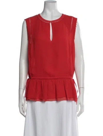 Pre-owned Tory Burch Silk Crew Neck Top In Red