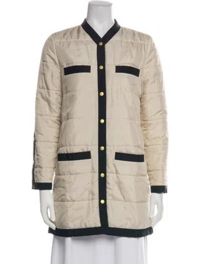 Pre-owned Tory Burch Silk Down Coat In Neutrals