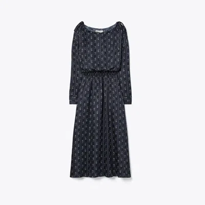 Tory Burch Paisley-print Smocked Dress In Blue