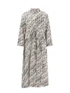 Tory Burch Silk Dress With Pixelated Logo Print In Black