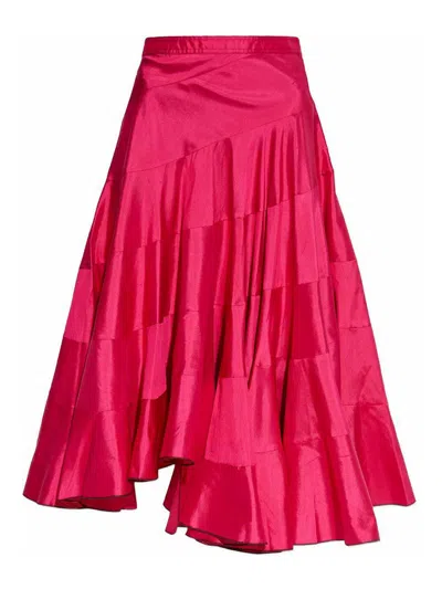 Tory Burch Silk Flared Midi Skirt In Multi