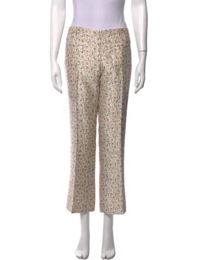 Pre-owned Tory Burch Silk Flared Pants In Neutrals