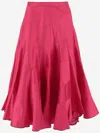Tory Burch Flared High Waist Silk Skirt In Pink