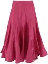 Tory Burch Flared High Waist Silk Skirt In Pink