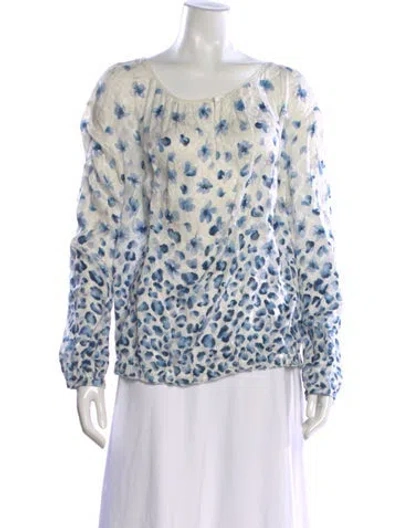 Pre-owned Tory Burch Silk Floral Print Blouse In Neutral
