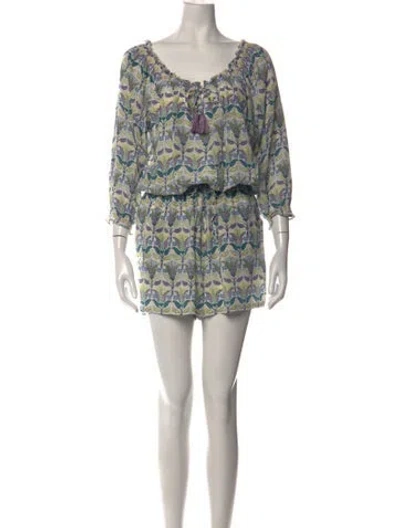 Pre-owned Tory Burch Silk Floral Print Jumpsuit In Blue