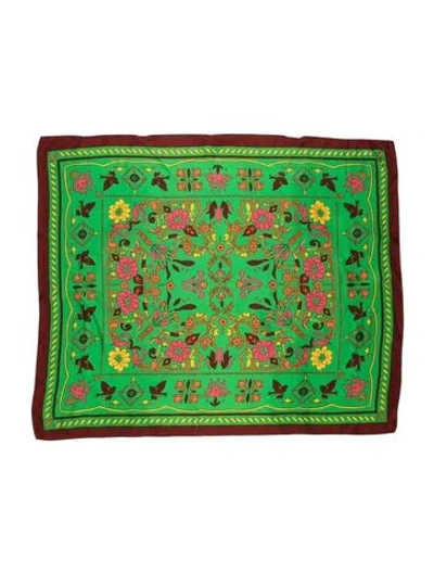 Pre-owned Tory Burch Silk Floral Print Scarf In Burgundy