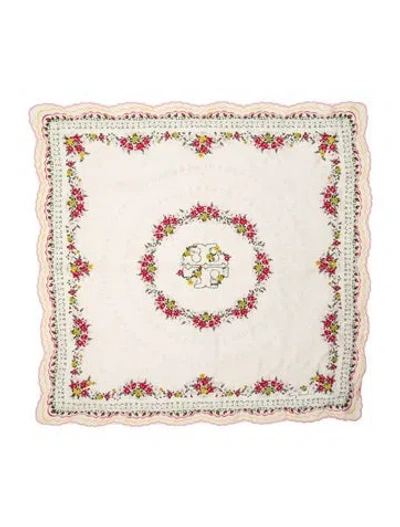 Pre-owned Tory Burch Silk Floral Print Scarf In Neutral