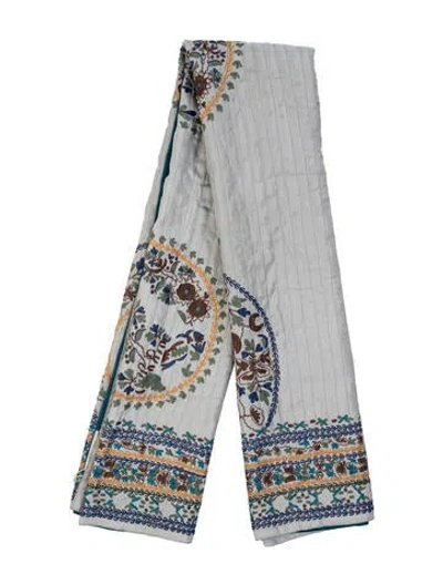 Pre-owned Tory Burch Silk Floral Print Scarf In Neutrals