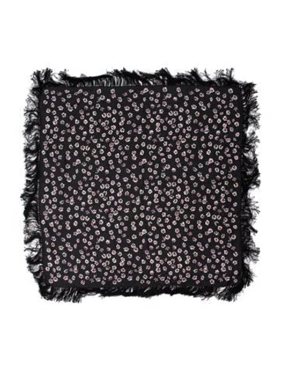 Pre-owned Tory Burch Silk Floral Print Scarf W/ Tags In Black