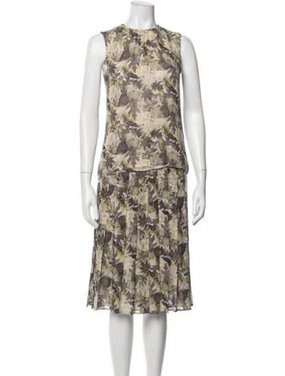 Pre-owned Tory Burch Silk Floral Print Skirt Set In Neutral