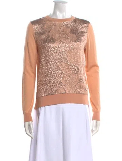 Pre-owned Tory Burch Silk Floral Print Top In Metallic/neutrals