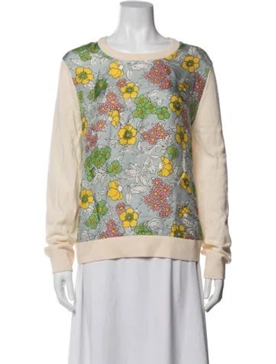 Pre-owned Tory Burch Silk Floral Print Top In Multi