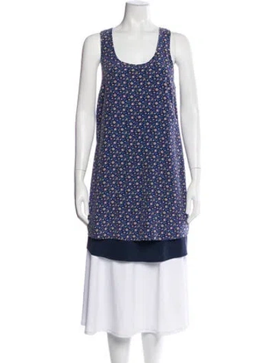 Pre-owned Tory Burch Silk Floral Print Tunic In Blue