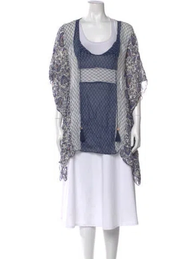 Pre-owned Tory Burch Silk Floral Print Tunic In Blue