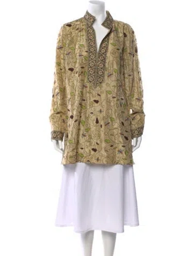Pre-owned Tory Burch Silk Floral Print Tunic In Multi