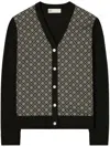 Tory Burch Silk-front Cardigan In Black