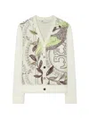 Tory Burch Silk Front Cardigan In Multi
