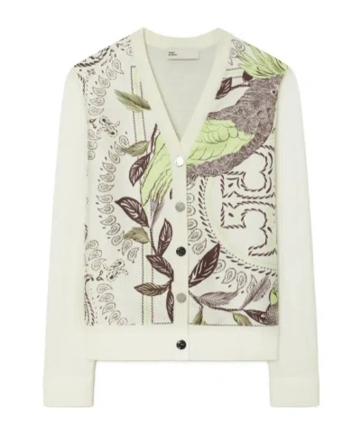 TORY BURCH SILK FRONT CARDIGAN