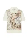 Tory Burch Silk Front Polo In Multi