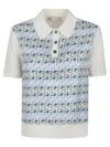 Tory Burch Patterned Front Top With Classic Polo Collar In White