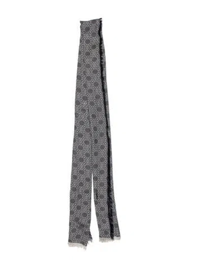 Pre-owned Tory Burch Silk Graphic Print Scarf In Blue