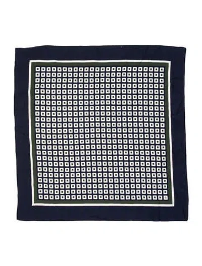 Pre-owned Tory Burch Silk Graphic Print Scarf In Blue