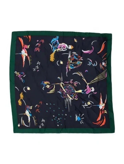 Pre-owned Tory Burch Silk Graphic Print Scarf W/ Tags In Blue