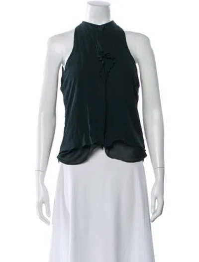 Pre-owned Tory Burch Silk Halterneck Blouse In Green