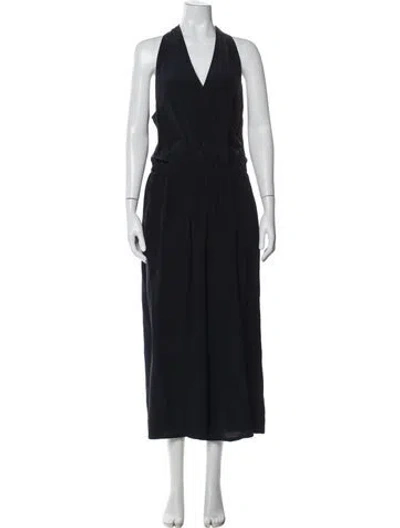 Pre-owned Tory Burch Silk Halterneck Jumpsuit In Blue