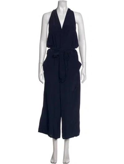 Pre-owned Tory Burch Silk Halterneck Jumpsuit In Blue