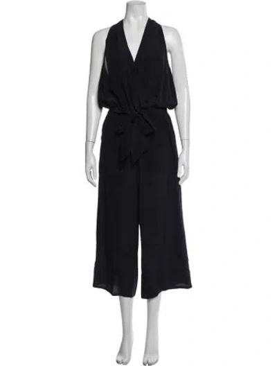 Pre-owned Tory Burch Silk Halterneck Jumpsuit In Blue