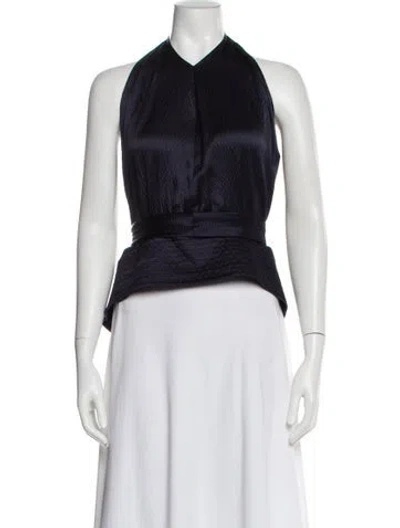 Pre-owned Tory Burch Silk Halterneck Top In Blue