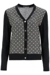 Tory Burch Silk Insert Cardigan With Eight In Black