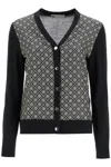 Tory Burch Silk Insert Cardigan With Eight In Black