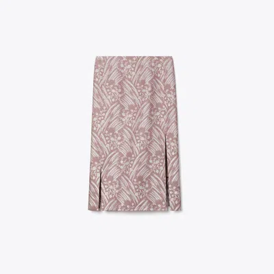 Tory Burch Silk Jacquard Skirt In Pink