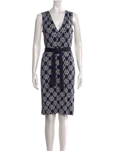 Pre-owned Tory Burch Silk Knee-length Dress In Blue