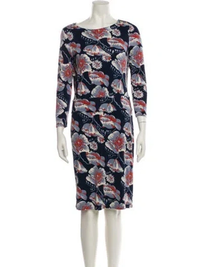 Pre-owned Tory Burch Silk Knee-length Dress In Blue