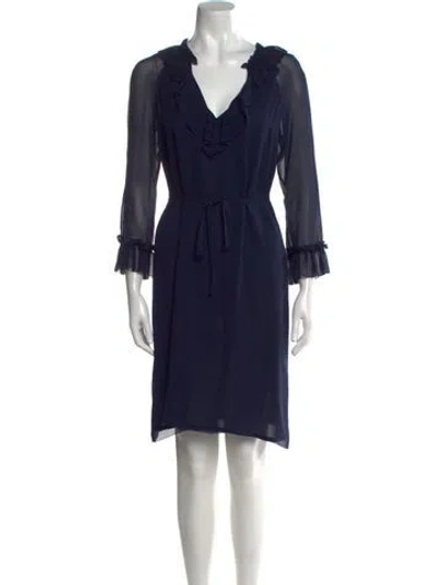 Pre-owned Tory Burch Silk Knee-length Dress In Blue