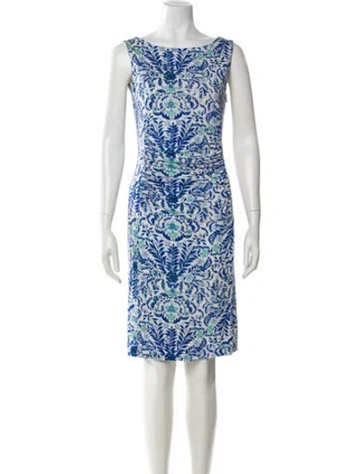 Pre-owned Tory Burch Silk Knee-length Dress In Blue