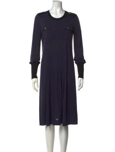Pre-owned Tory Burch Silk Knee-length Dress In Blue