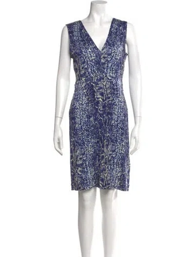 Pre-owned Tory Burch Silk Knee-length Dress In Blue