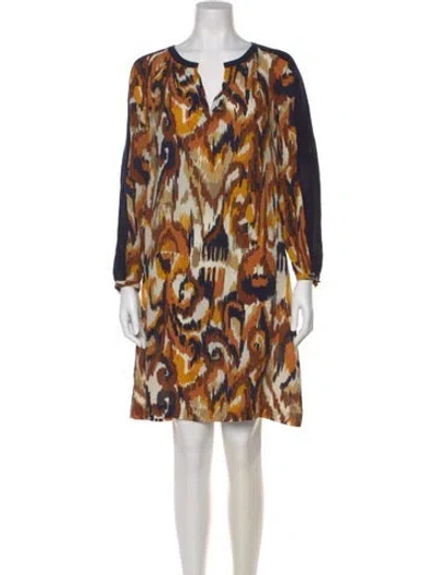 Pre-owned Tory Burch Silk Knee-length Dress In Blue