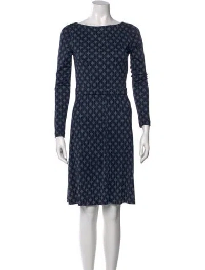 Pre-owned Tory Burch Silk Knee-length Dress In Blue