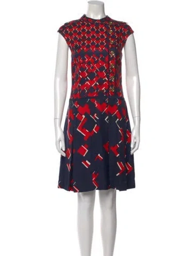 Pre-owned Tory Burch Silk Knee-length Dress In Blue
