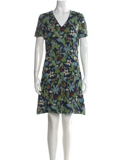Pre-owned Tory Burch Silk Knee-length Dress In Blue