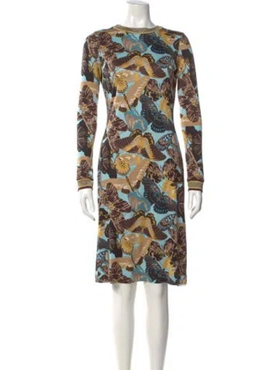 Pre-owned Tory Burch Silk Knee-length Dress In Blue