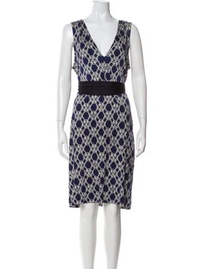 Pre-owned Tory Burch Silk Knee-length Dress In Blue